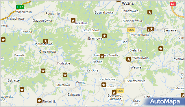 mapa Bukowina-Osiedle, Bukowina-Osiedle na mapie Targeo