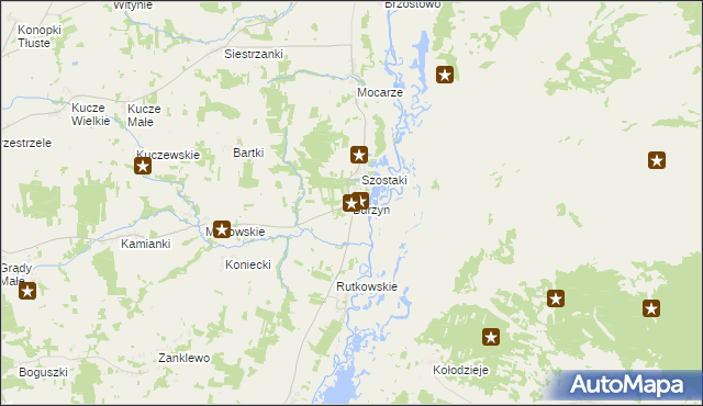 mapa Burzyn gmina Jedwabne, Burzyn gmina Jedwabne na mapie Targeo