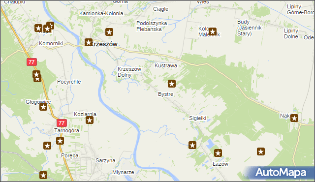 mapa Bystre gmina Krzeszów, Bystre gmina Krzeszów na mapie Targeo