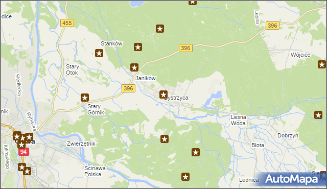 mapa Bystrzyca gmina Oława, Bystrzyca gmina Oława na mapie Targeo