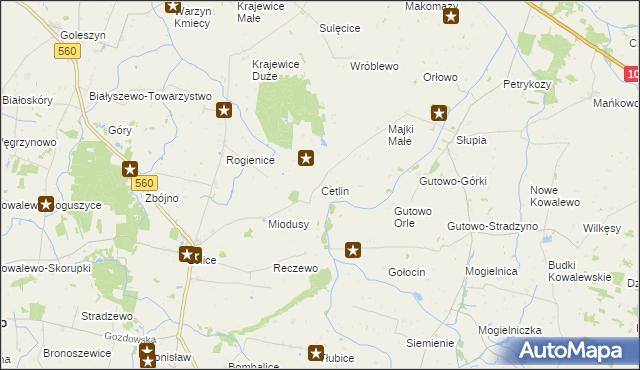 mapa Cetlin, Cetlin na mapie Targeo