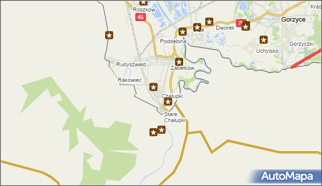 mapa Chałupki gmina Krzyżanowice, Chałupki gmina Krzyżanowice na mapie Targeo