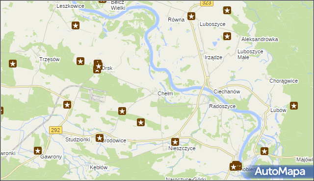 mapa Chełm gmina Rudna, Chełm gmina Rudna na mapie Targeo