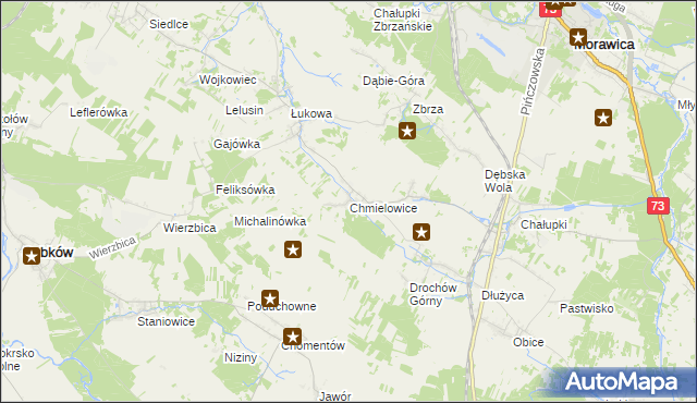 mapa Chmielowice, Chmielowice na mapie Targeo