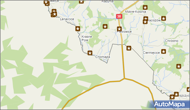 mapa Chomiąża gmina Głubczyce, Chomiąża gmina Głubczyce na mapie Targeo