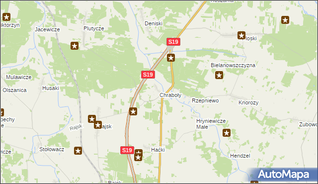 mapa Chraboły gmina Bielsk Podlaski, Chraboły gmina Bielsk Podlaski na mapie Targeo