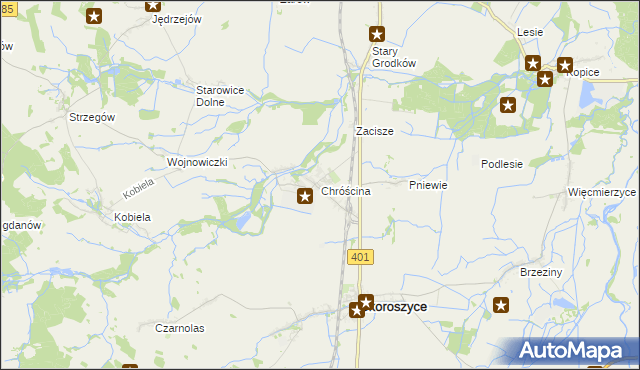 mapa Chróścina gmina Skoroszyce, Chróścina gmina Skoroszyce na mapie Targeo