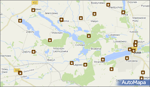 mapa Cichowo gmina Krzywiń, Cichowo gmina Krzywiń na mapie Targeo