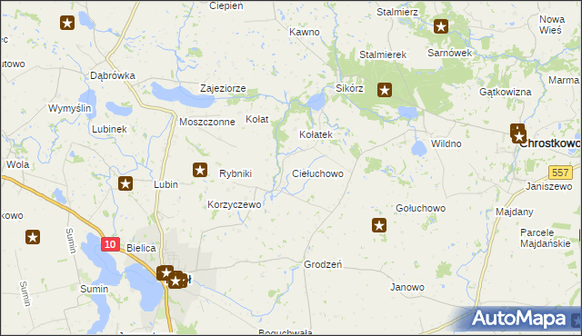 mapa Ciełuchowo, Ciełuchowo na mapie Targeo