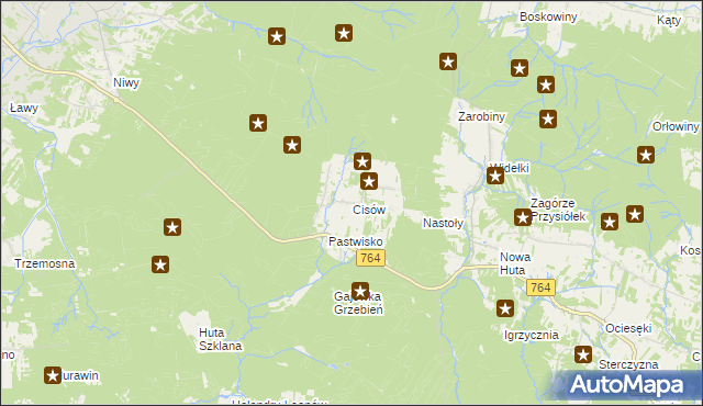 mapa Cisów gmina Daleszyce, Cisów gmina Daleszyce na mapie Targeo