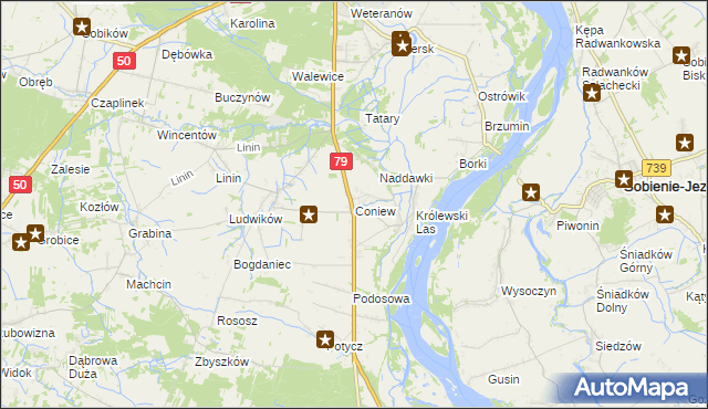 mapa Coniew, Coniew na mapie Targeo