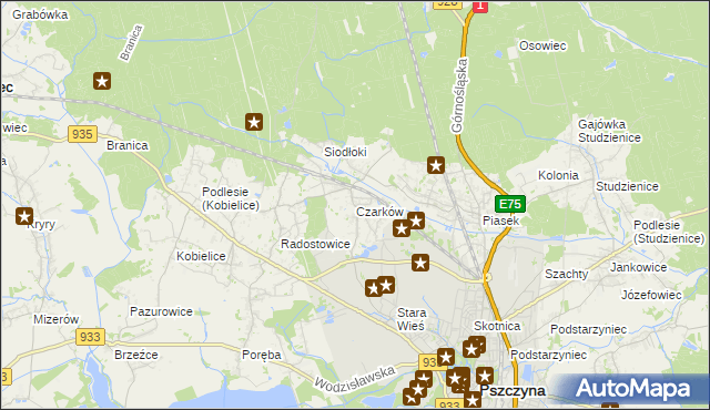 mapa Czarków gmina Pszczyna, Czarków gmina Pszczyna na mapie Targeo