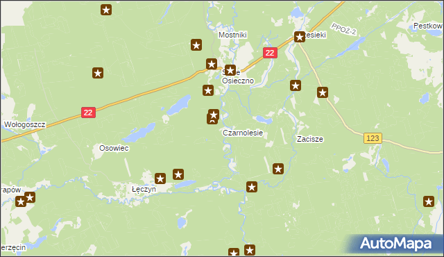 mapa Czarnolesie gmina Dobiegniew, Czarnolesie gmina Dobiegniew na mapie Targeo
