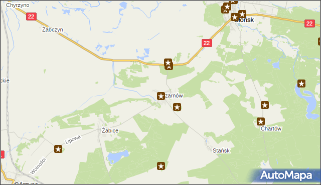 mapa Czarnów gmina Górzyca, Czarnów gmina Górzyca na mapie Targeo
