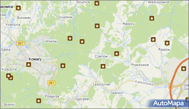 mapa Czarnów gmina Kamienna Góra, Czarnów gmina Kamienna Góra na mapie Targeo