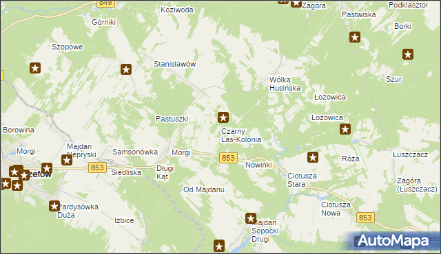 mapa Czarny Las-Kolonia, Czarny Las-Kolonia na mapie Targeo