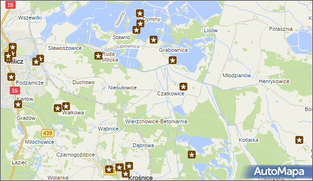 mapa Czatkowice gmina Milicz, Czatkowice gmina Milicz na mapie Targeo