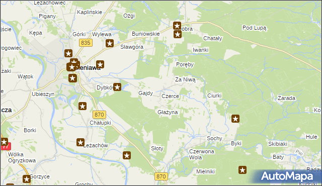 mapa Czerce, Czerce na mapie Targeo