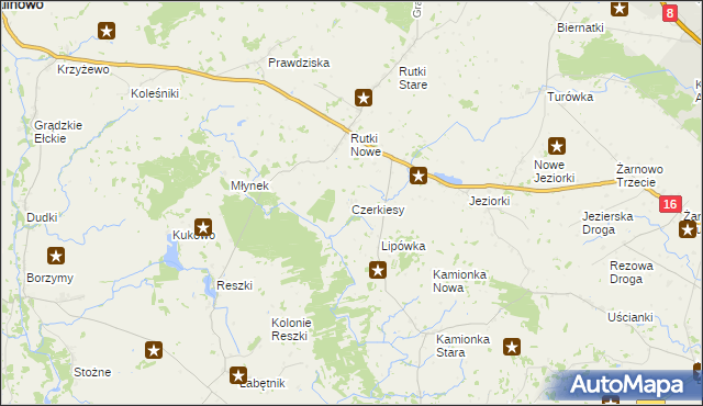 mapa Czerkiesy gmina Augustów, Czerkiesy gmina Augustów na mapie Targeo