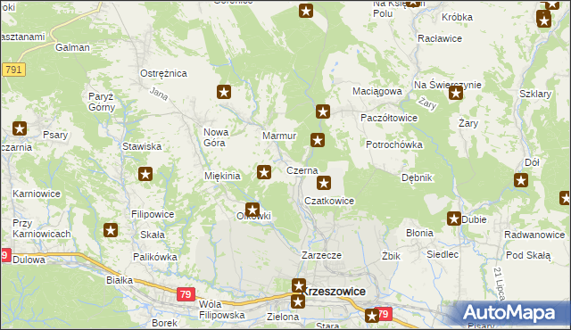 mapa Czerna gmina Krzeszowice, Czerna gmina Krzeszowice na mapie Targeo