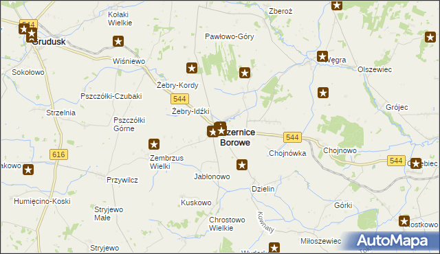 mapa Czernice Borowe, Czernice Borowe na mapie Targeo