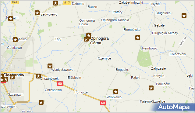 mapa Czernice gmina Opinogóra Górna, Czernice gmina Opinogóra Górna na mapie Targeo