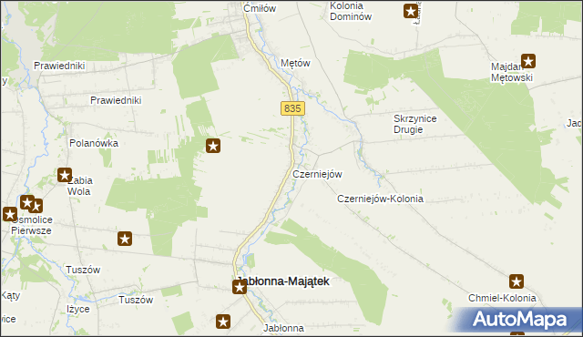 mapa Czerniejów gmina Jabłonna, Czerniejów gmina Jabłonna na mapie Targeo