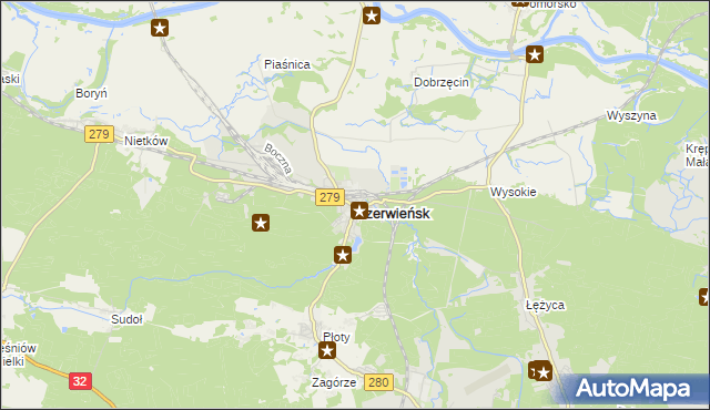 mapa Czerwieńsk, Czerwieńsk na mapie Targeo