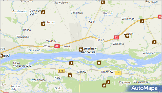 mapa Czerwińsk nad Wisłą, Czerwińsk nad Wisłą na mapie Targeo