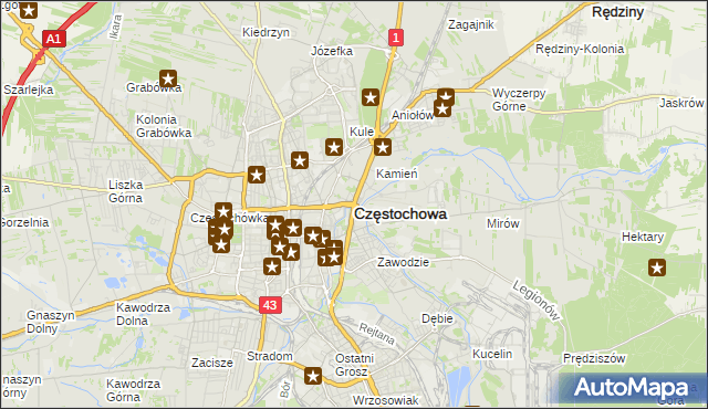 mapa Częstochowy, Częstochowa na mapie Targeo