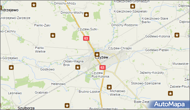 mapa Czyżew powiat wysokomazowiecki, Czyżew powiat wysokomazowiecki na mapie Targeo