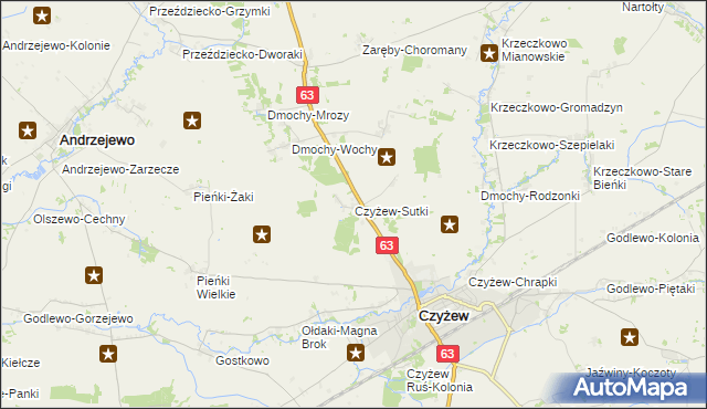 mapa Czyżew-Sutki, Czyżew-Sutki na mapie Targeo