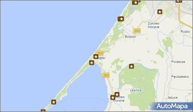 mapa Dąbki gmina Darłowo, Dąbki gmina Darłowo na mapie Targeo