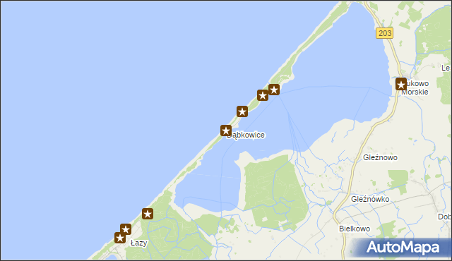 mapa Dąbkowice gmina Darłowo, Dąbkowice gmina Darłowo na mapie Targeo