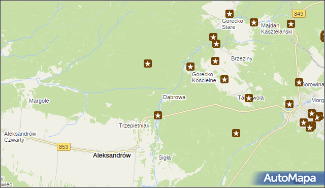 mapa Dąbrowa gmina Aleksandrów, Dąbrowa gmina Aleksandrów na mapie Targeo