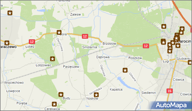 mapa Dąbrowa gmina Jarocin, Dąbrowa gmina Jarocin na mapie Targeo