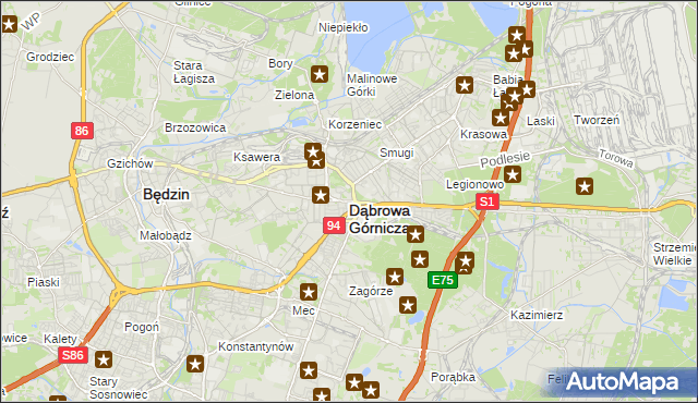 mapa Dąbrowa Górnicza, Dąbrowa Górnicza na mapie Targeo