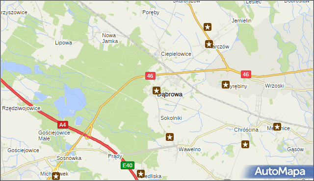 mapa Dąbrowa powiat opolski, Dąbrowa powiat opolski na mapie Targeo