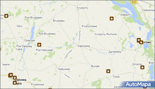 mapa Dąbrówka gmina Bobrowo, Dąbrówka gmina Bobrowo na mapie Targeo