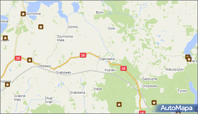 mapa Dąbrówka gmina Orzysz, Dąbrówka gmina Orzysz na mapie Targeo