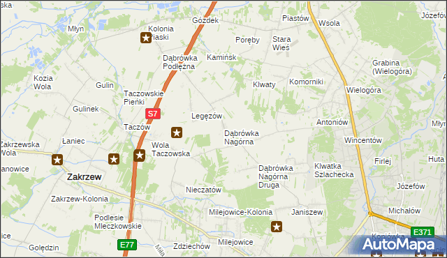 mapa Dąbrówka Nagórna, Dąbrówka Nagórna na mapie Targeo