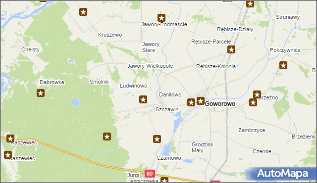 mapa Daniłowo gmina Goworowo, Daniłowo gmina Goworowo na mapie Targeo