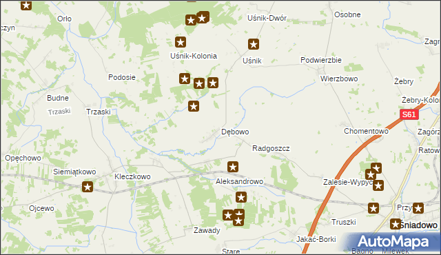 mapa Dębowo gmina Śniadowo, Dębowo gmina Śniadowo na mapie Targeo