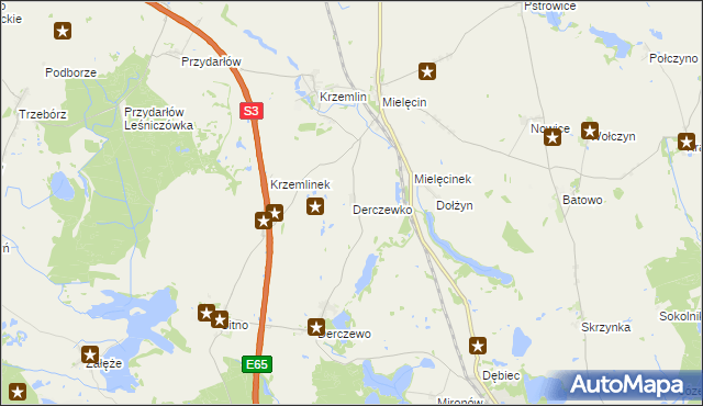 mapa Derczewko, Derczewko na mapie Targeo