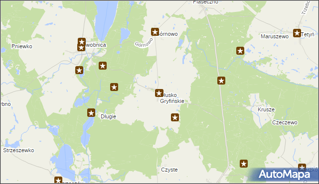 mapa Dłusko Gryfińskie, Dłusko Gryfińskie na mapie Targeo