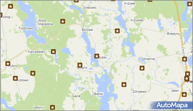 mapa Dłużec gmina Piecki, Dłużec gmina Piecki na mapie Targeo