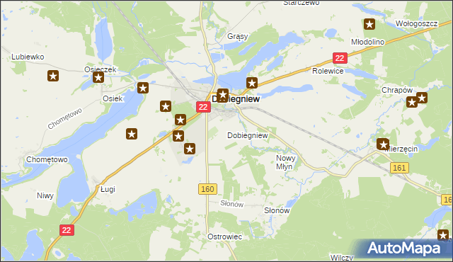 mapa Dobiegniew powiat strzelecko-drezdenecki, Dobiegniew powiat strzelecko-drezdenecki na mapie Targeo