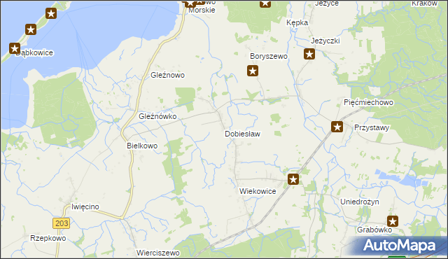 mapa Dobiesław gmina Darłowo, Dobiesław gmina Darłowo na mapie Targeo