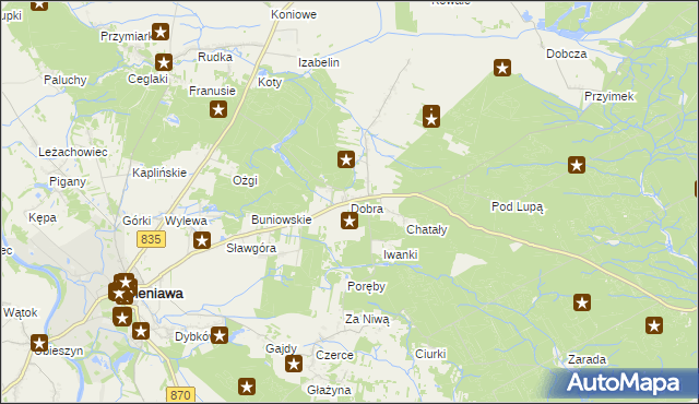 mapa Dobra gmina Sieniawa, Dobra gmina Sieniawa na mapie Targeo