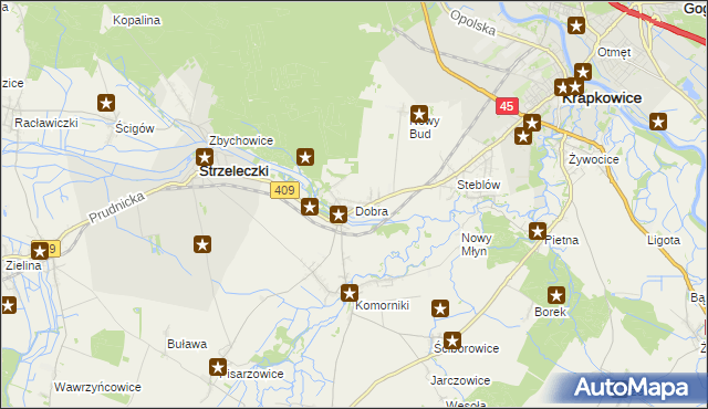 mapa Dobra gmina Strzeleczki, Dobra gmina Strzeleczki na mapie Targeo